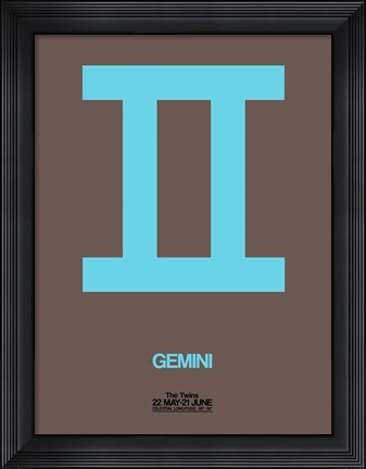 Framed Gemini Zodiac Sign Blue Print