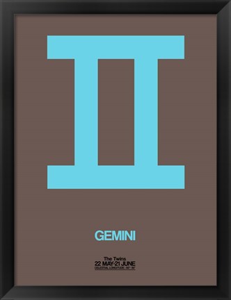 Framed Gemini Zodiac Sign Blue Print