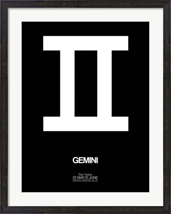 Framed Gemini Zodiac Sign White Print
