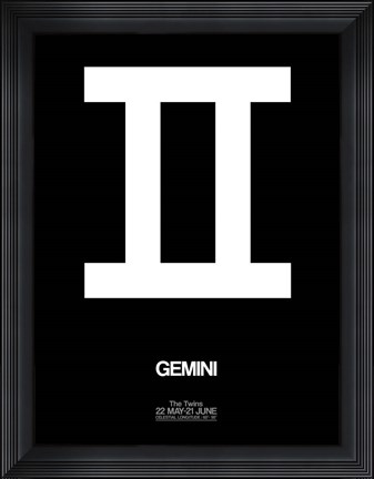 Framed Gemini Zodiac Sign White Print