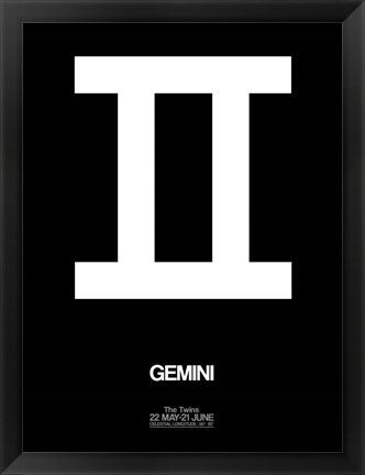 Framed Gemini Zodiac Sign White Print