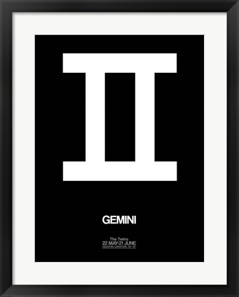 Framed Gemini Zodiac Sign White Print