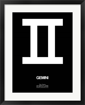 Framed Gemini Zodiac Sign White Print