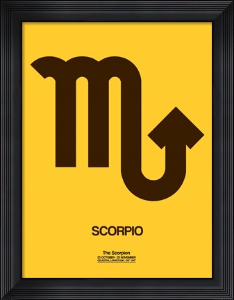 Framed Scorpio Zodiac Sign Brown Print