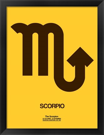 Framed Scorpio Zodiac Sign Brown Print