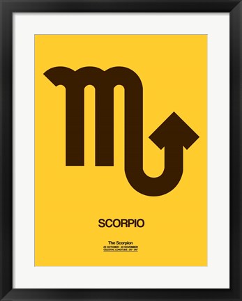 Framed Scorpio Zodiac Sign Brown Print