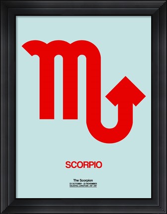 Framed Scorpio Zodiac Sign Red Print
