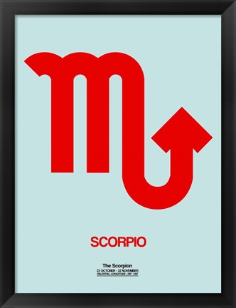 Framed Scorpio Zodiac Sign Red Print