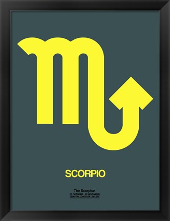 Framed Scorpio Zodiac Sign Yellow Print