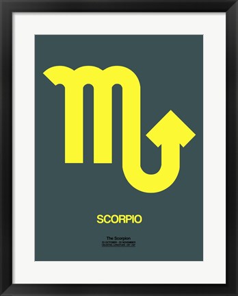 Framed Scorpio Zodiac Sign Yellow Print