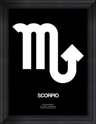 Framed Scorpio Zodiac Sign White Print