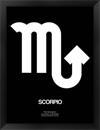 Framed Scorpio Zodiac Sign White Print