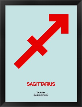 Framed Sagittarius Zodiac Sign Red Print
