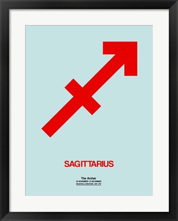 Framed Sagittarius Zodiac Sign Red Print