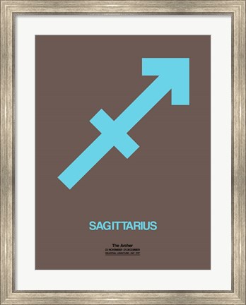 Framed Sagittarius Zodiac Sign Blue Print