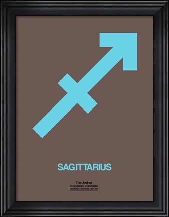 Framed Sagittarius Zodiac Sign Blue Print