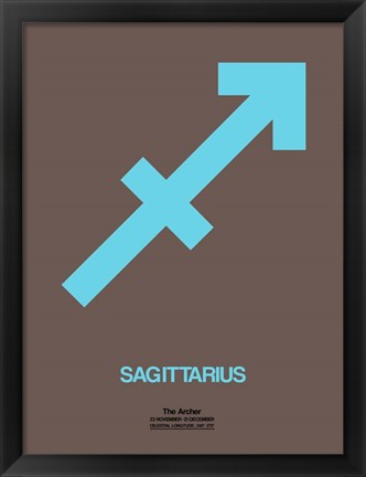 Framed Sagittarius Zodiac Sign Blue Print