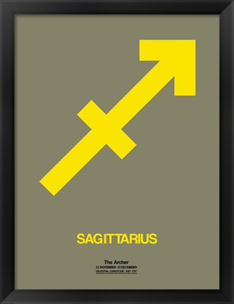 Framed Sagittarius Zodiac Sign Yellow Print