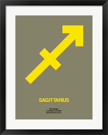 Framed Sagittarius Zodiac Sign Yellow Print