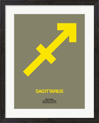 Framed Sagittarius Zodiac Sign Yellow Print