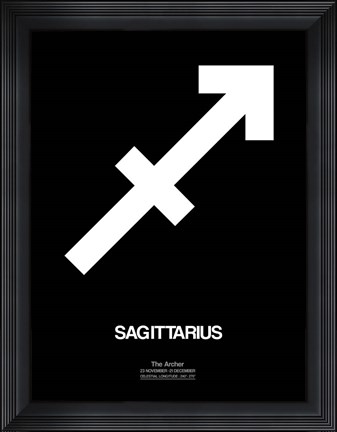 Framed Sagittarius Zodiac Sign White Print