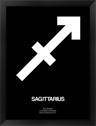 Framed Sagittarius Zodiac Sign White Print