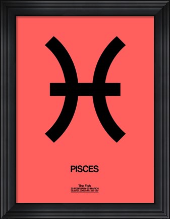 Framed Pisces Zodiac Sign Black Print