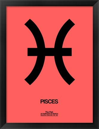 Framed Pisces Zodiac Sign Black Print