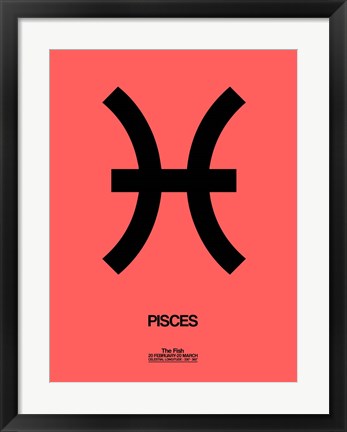 Framed Pisces Zodiac Sign Black Print