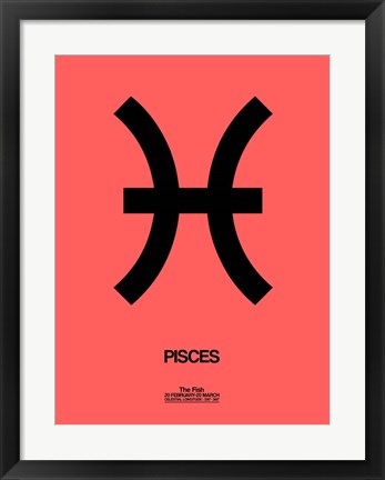 Framed Pisces Zodiac Sign Black Print