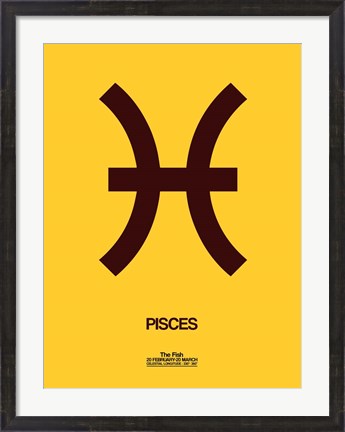 Framed Pisces Zodiac Sign Brown Print