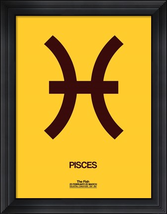 Framed Pisces Zodiac Sign Brown Print
