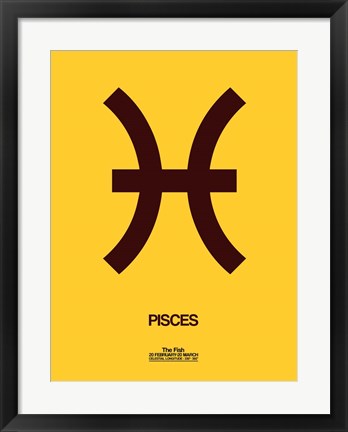 Framed Pisces Zodiac Sign Brown Print