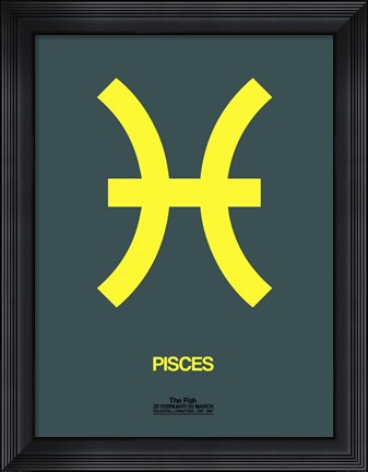 Framed Pisces Zodiac Sign Yellow Print