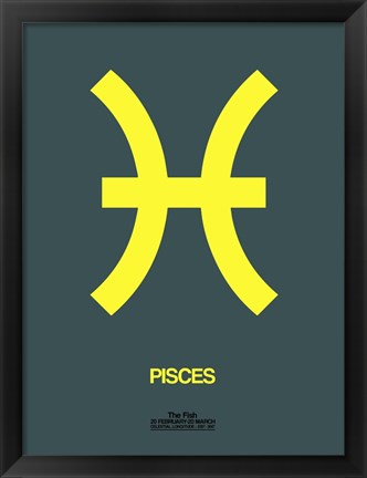 Framed Pisces Zodiac Sign Yellow Print