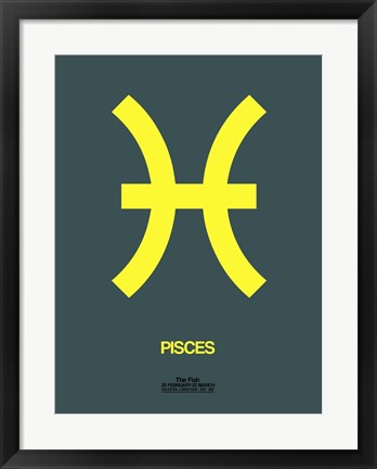 Framed Pisces Zodiac Sign Yellow Print