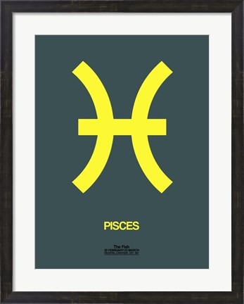 Framed Pisces Zodiac Sign Yellow Print