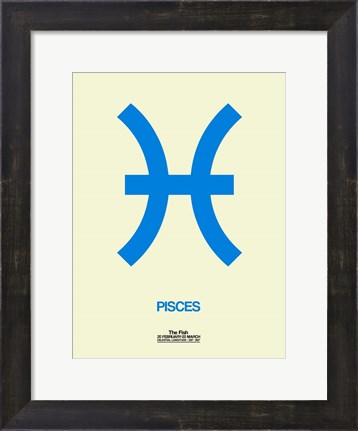 Framed Pisces Zodiac Sign Blue Print