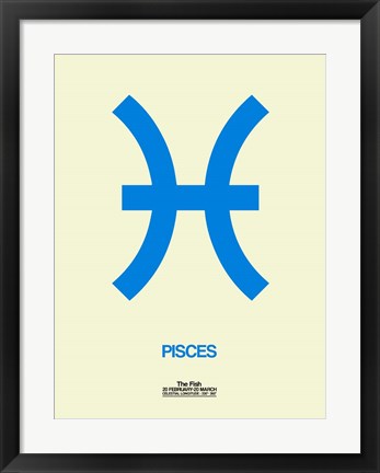 Framed Pisces Zodiac Sign Blue Print