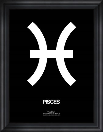 Framed Pisces Zodiac Sign White Print