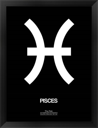 Framed Pisces Zodiac Sign White Print