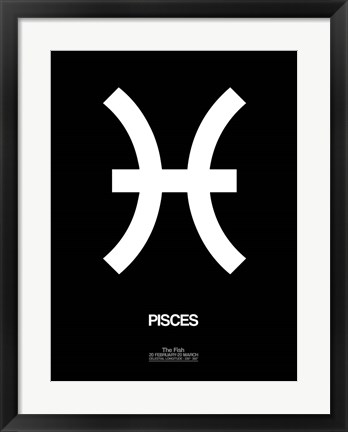 Framed Pisces Zodiac Sign White Print