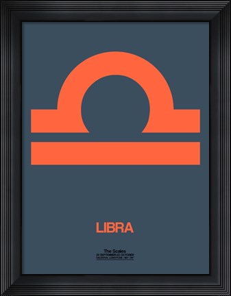 Framed Libra Zodiac Sign Orange Print