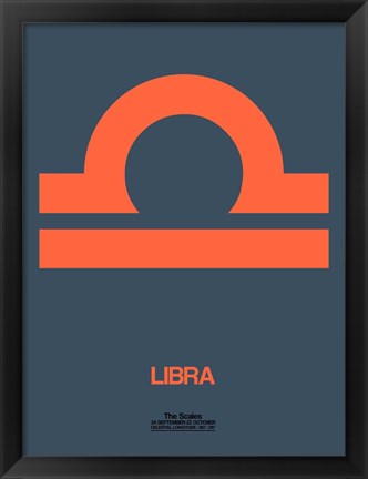Framed Libra Zodiac Sign Orange Print