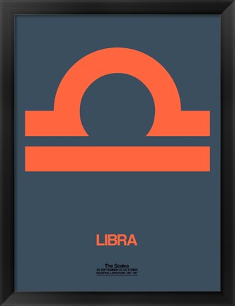 Framed Libra Zodiac Sign Orange Print