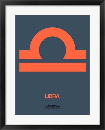 Framed Libra Zodiac Sign Orange Print