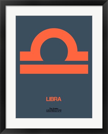 Framed Libra Zodiac Sign Orange Print