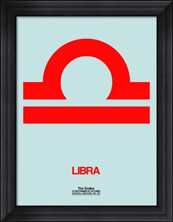 Framed Libra Zodiac Sign Red Print