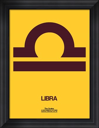 Framed Libra Zodiac Sign Brown Print