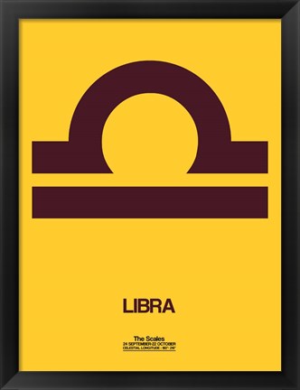 Framed Libra Zodiac Sign Brown Print